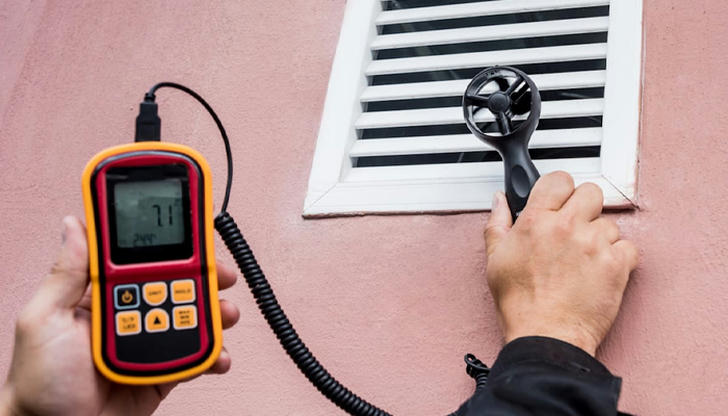 Which airflow measurement tool is typically used to evaluate HVAC system performance at supply and return vents?